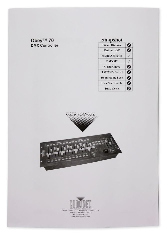 OBEY 70 Light/Fog DMX Lighting Controller