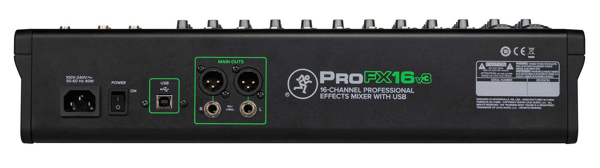ProFX16v3 16-Channel 4-Bus Professional Effects Mixer w/USB