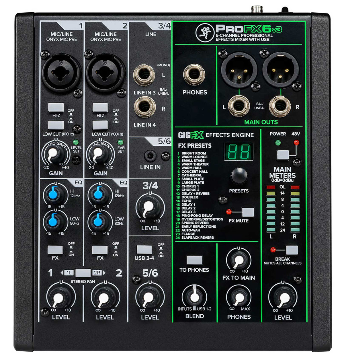 ProFX6v3 6-Channel Professional Effects Mixer w/USB