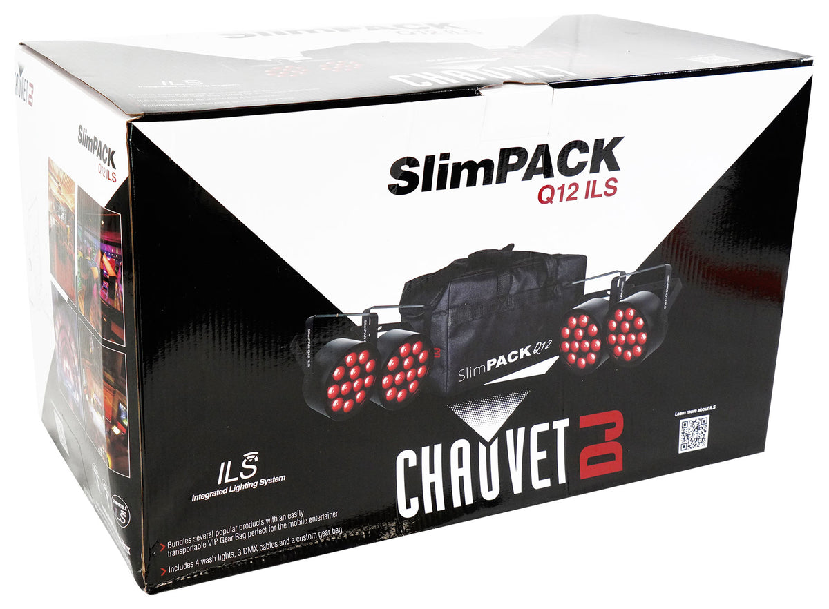 SlimPACK Q12 ILS (4) SlimPAR Q12 ILS Lights with DMX Cables and Carry Bag