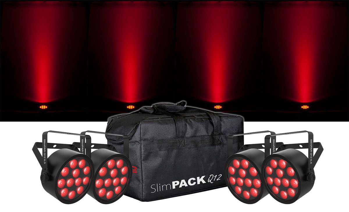 SlimPACK Q12 ILS (4) SlimPAR Q12 ILS Lights with DMX Cables and Carry Bag