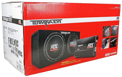 Terminator TNP212D2 Dual 12” Subwoofer, Box & Amplifier Package