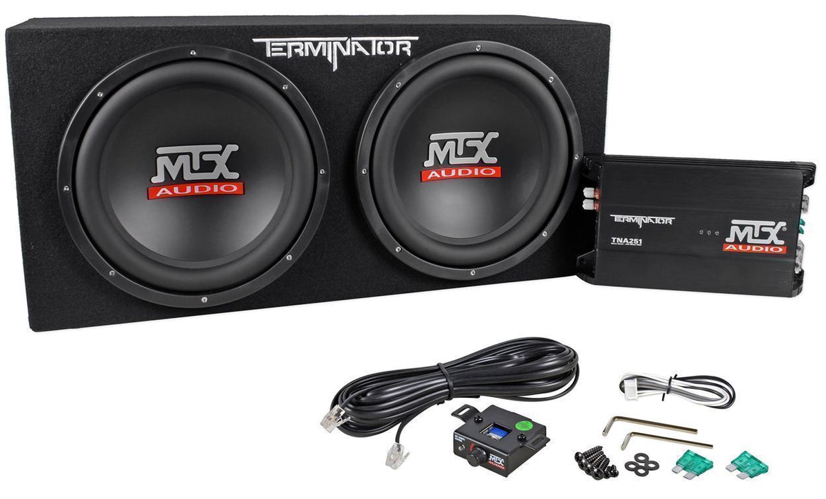 Terminator TNP212D2 Dual 12” Subwoofer, Box & Amplifier Package