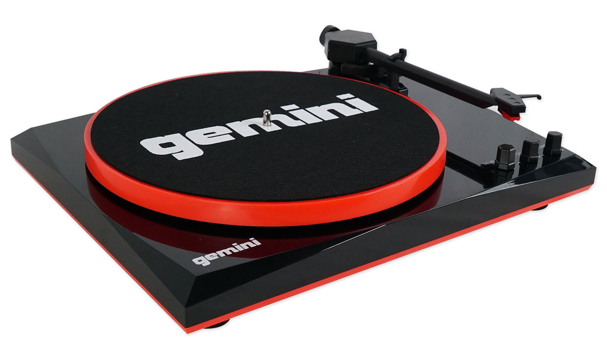 TT-900 Vinyl Record Player Turntable with Bluetooth and Dual Speakers (Black/Red)