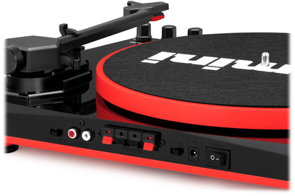 TT-900 Vinyl Record Player Turntable with Bluetooth and Dual Speakers (Black/Red)