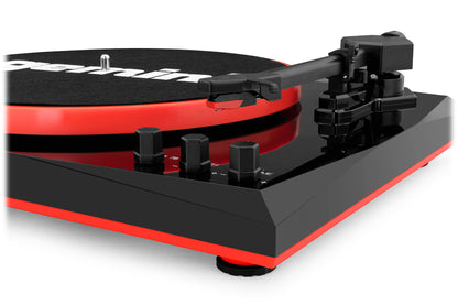TT-900 Vinyl Record Player Turntable with Bluetooth and Dual Speakers (Black/Red)