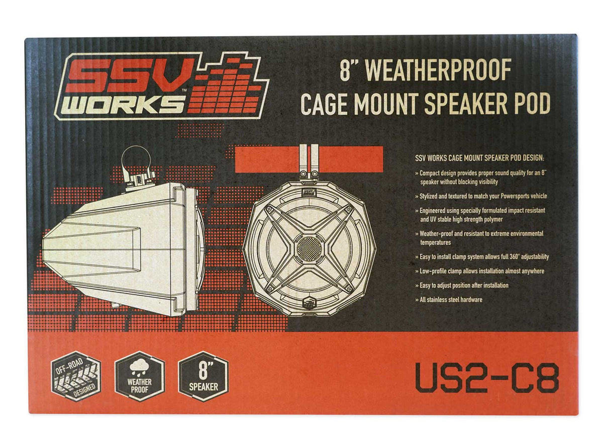 8" Swivel Cage Speaker Pods with 2" Clamps for UTV Cages