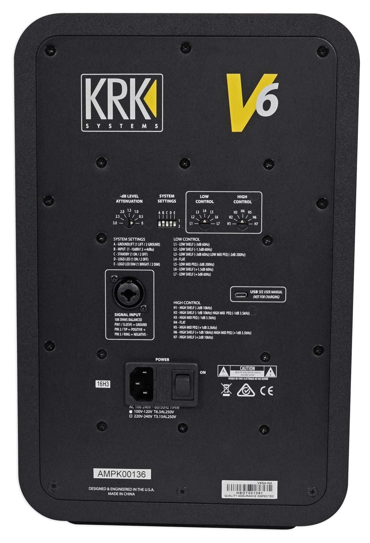 V6S4-NA V-Series 6" Powered Reference Studio Monitor Active Speaker