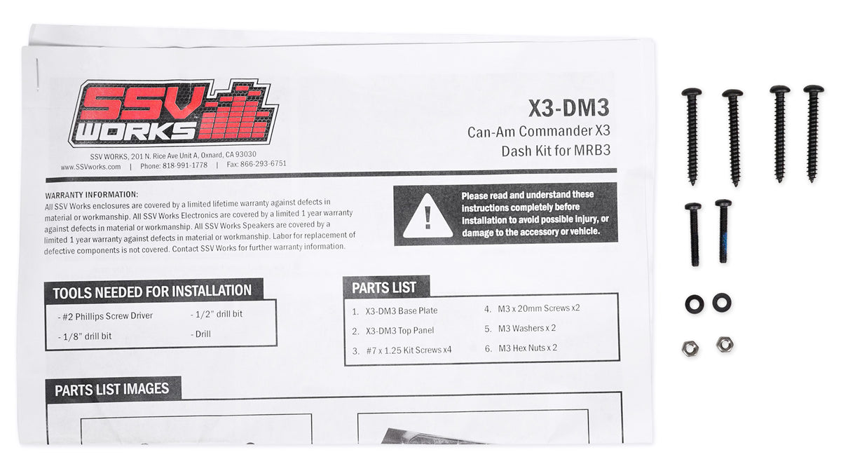 SSV Works X3-DM3 Dash Kit for MRB3 Receiver, Can-Am Maverick X3