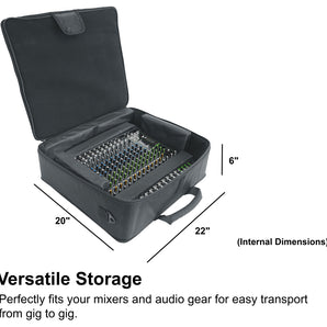 Rockville MBP2220 22"x20" Pro Mixer Bag, Thick Foam+Semi-Hard+6 Padded Dividers