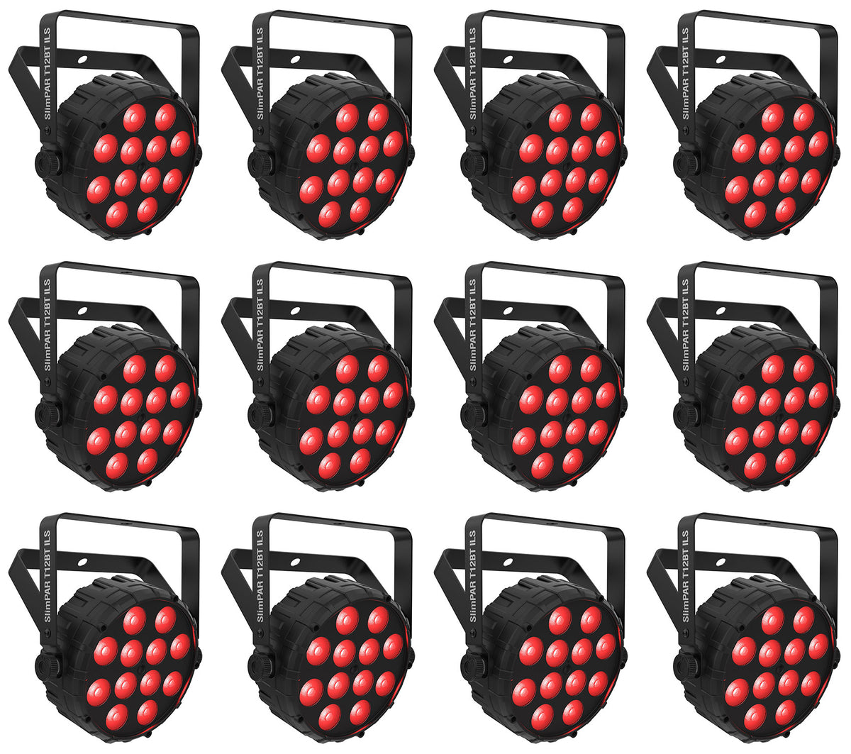 (12) SLIMPAR T12 BT ILS Wireless Par Wash Up-Lights w/ Bluetooth