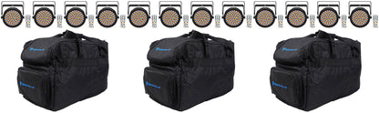 (12) EZPAR 64 RGBA ILS Rechargeable Battery RGBA LED Par Wash Up-Lights + Bags