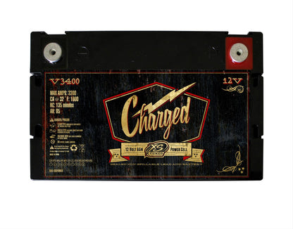 XS Power V3400 12V AGM Retro Series Battery with M6 Terminal Bolts, Max 3300Amps