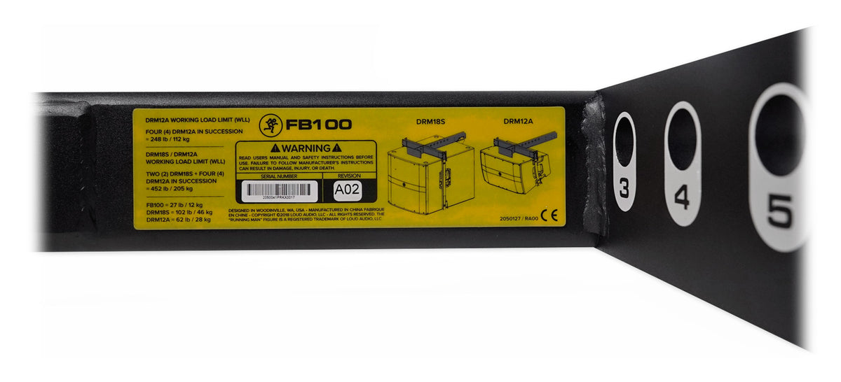 Mackie FB100 Flybar for DRM12A, DRM12A-P Speakers+DRM18S, DRM18S-P Subwoofers