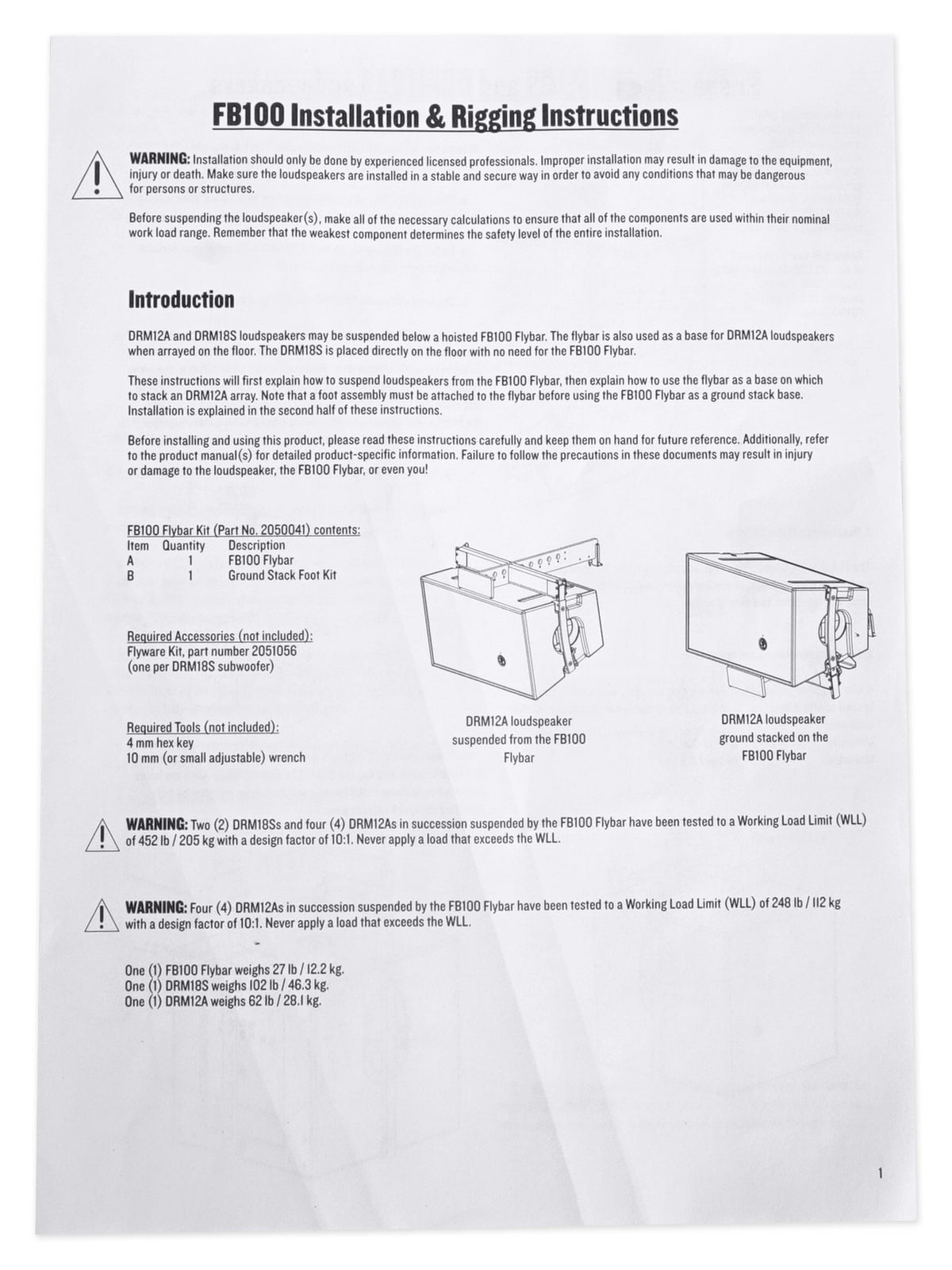 Mackie FB100 Flybar for DRM12A, DRM12A-P Speakers+DRM18S, DRM18S-P Subwoofers