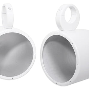 Pair Rockville MAC80W 7.7" White Aluminum Wakeboard Tower Speaker Pod Enclosures