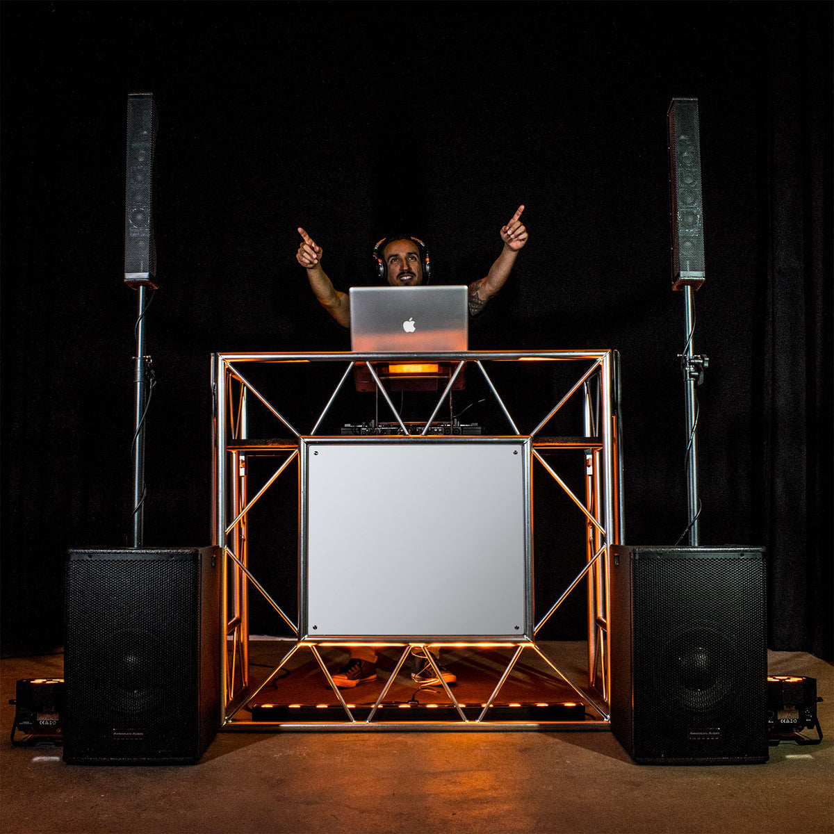 Pro Event Table 2 Foldable Portable Metal DJ Booth Facade + Bag