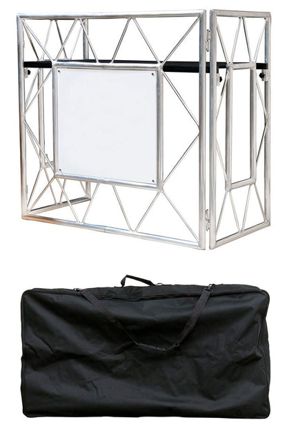 Pro Event Table 2 Foldable Portable Metal DJ Booth Facade + Bag