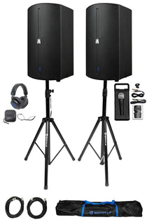 (2) A10X + Speaker Stands + Microphone + DJ Headphones