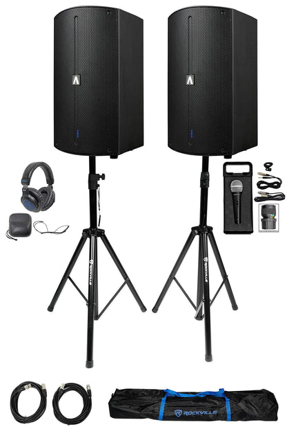 (2) A10X + Speaker Stands + Microphone + DJ Headphones