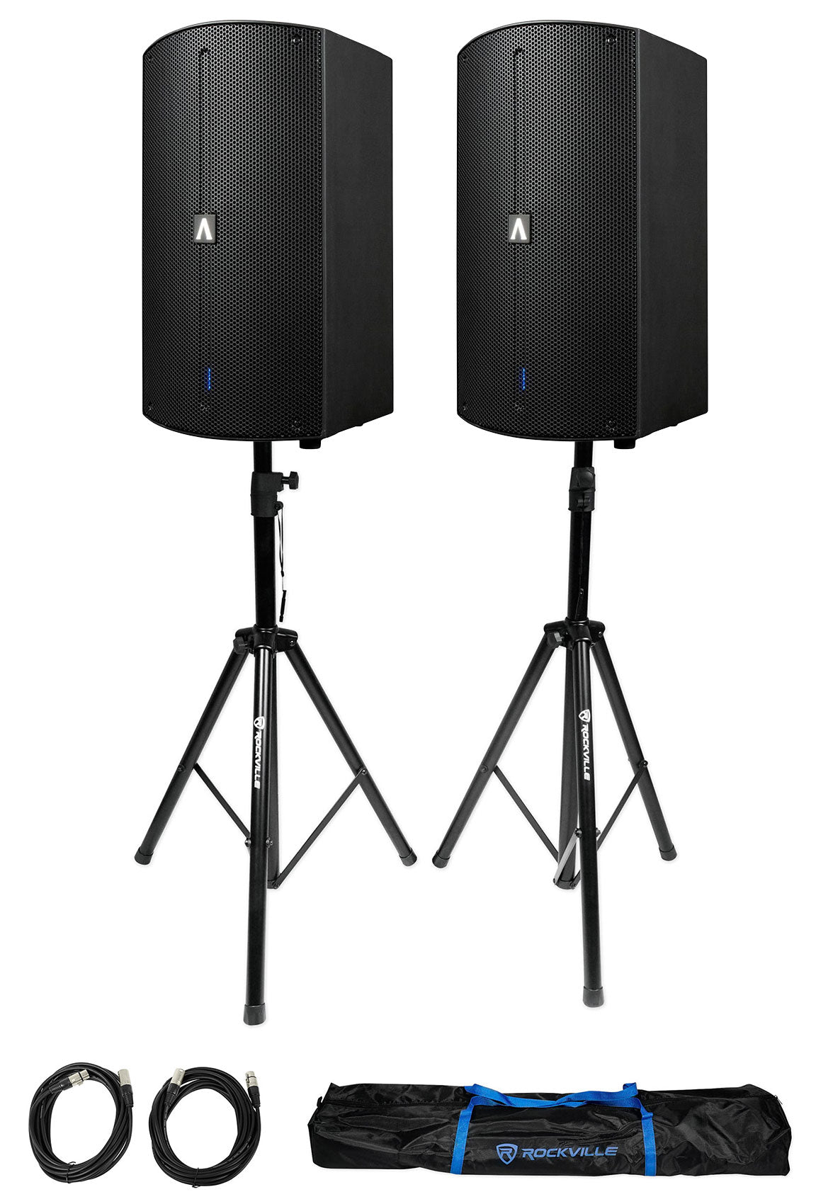 (2) A12X + Speaker Stands + XLR Cables