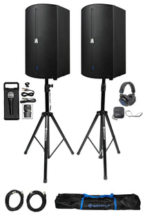 (2) A12X + Speaker Stands + Microphone + DJ Headphones
