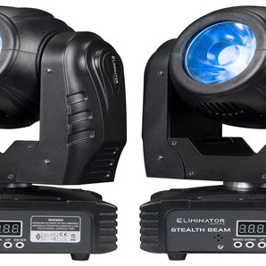 (2) American DJ Eliminator Stealth Beam 60W RGBW LED DMX Moving Head Beam Lights