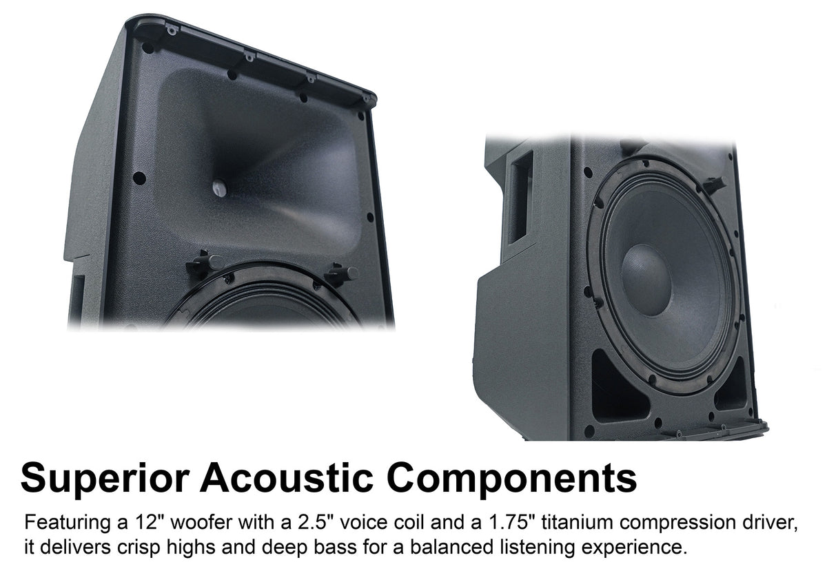 Rockville DX12 12" Class D 2000w PRO Powered Active DJ PA Speaker 500w RMS! Loud