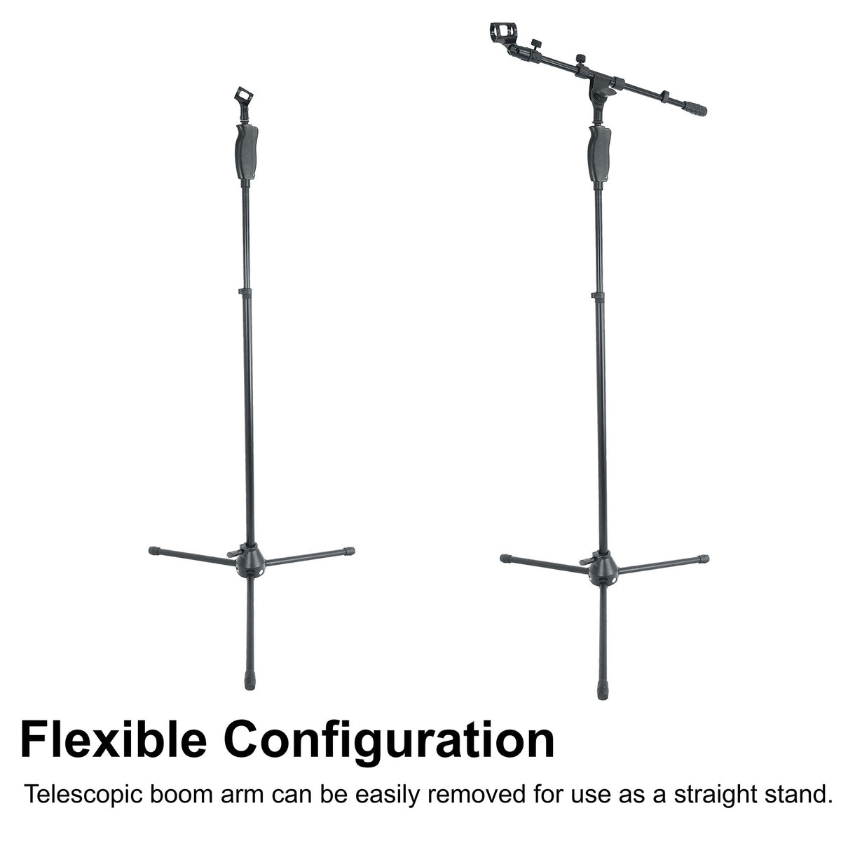 Rockville RVMIC3 V2 Tripod Mic Stand With Metal Quick Release Hand Clutch & Boom
