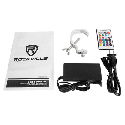 (10) BEST PAR 50 Battery Wash Lights + Wireless DMX Controller + RGBWA+UV