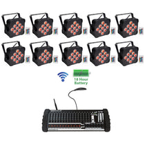 (10) BEST PAR 60 Battery Wash Lights + 384-Channel Wireless DMX Controller