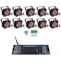 (10) BEST PAR 60 Rechargeable Wash Lights w/ Wireless DMX Controller
