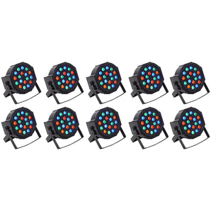 (10) Rockville RockPAR50 LED RGB Compact Par Can DJ/Club DMX Wash Lights