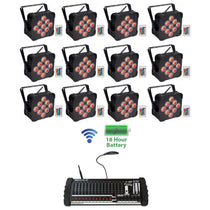 (12) BEST PAR 60 Battery Wash Lights+ROCKFORCE W4 DMX Controller
