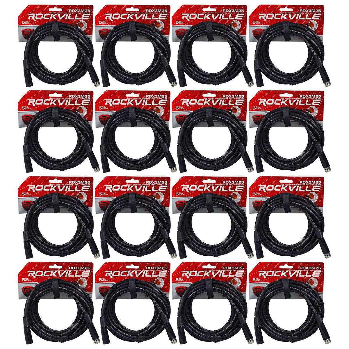 (16) DMX3P25FT 25 Ft 3-Pin DMX Cables