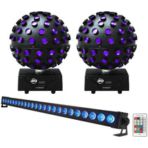 (2) Starburst LED Shooting Beam Lights + BATTERY STRIP 24 Wash Light Bar