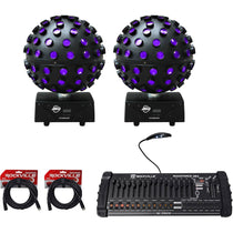 (2) Starburst LED Sphere Beam Effect Lights + ROCKFORCE 384 DMX Controller + Cables