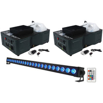 (2) Fog Fury Jett DMX Vertical Fog Machines+Rechargeable Light Bar