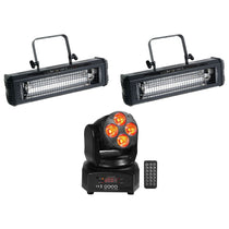(2) Mega Flash DMX 800W Strobe Lights+RGBW Moving Head Wash
