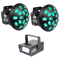 (2) VERTIGO HEX LED 12W 6-Color Dance Floor FX Lights + Strobe Light