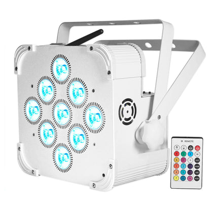 (2) BEST PAR 60 White Rechargeable Wash Lights w/ Wireless DMX+RGBWA+UV+Bag