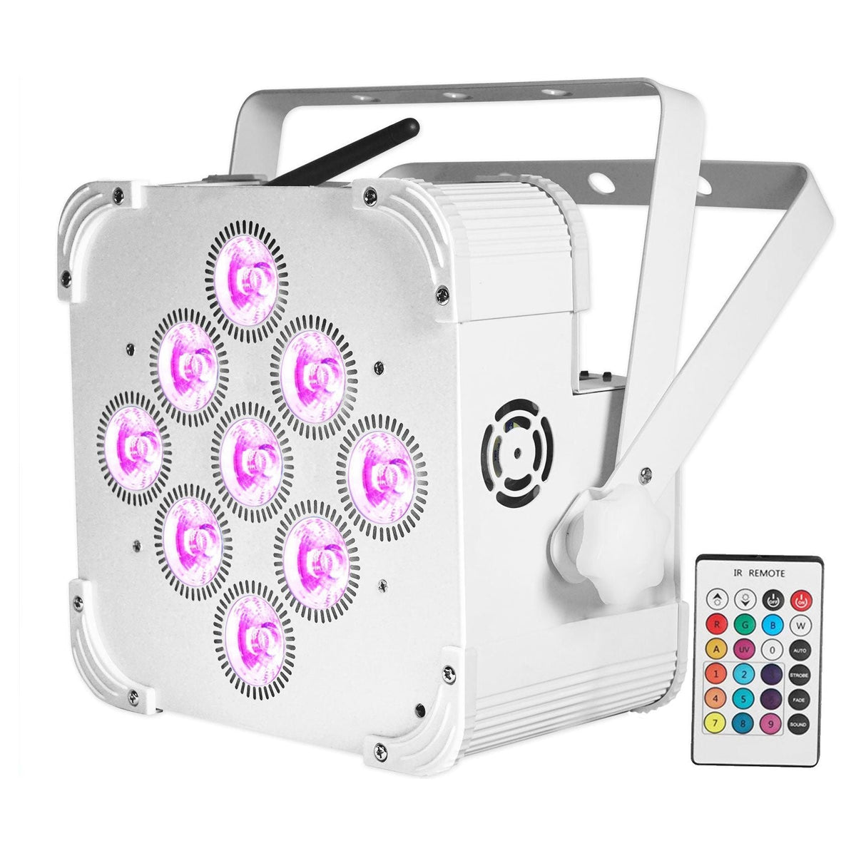 (2) BEST PAR 60 White Rechargeable Wash Lights w/ Wireless DMX+RGBWA+UV+Bag