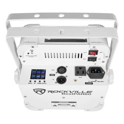 (2) BEST PAR 60 White Rechargeable Wash Lights w/ Wireless DMX+RGBWA+UV+Bag