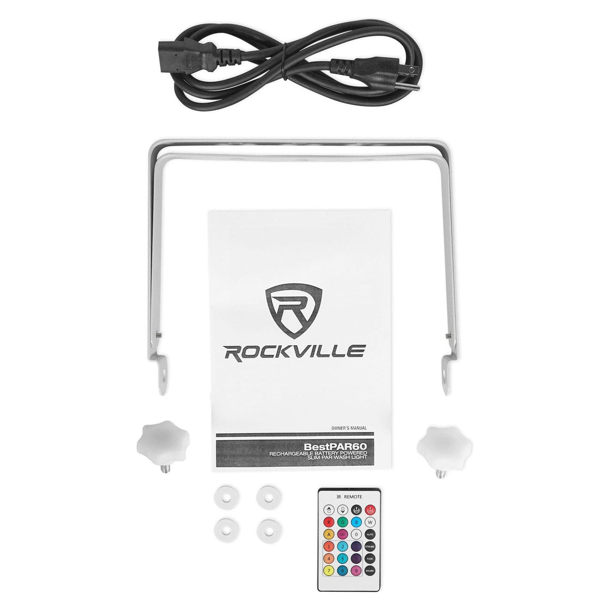 (2) BEST PAR 60 White Rechargeable Wash Lights w/ Wireless DMX+RGBWA+UV+Bag