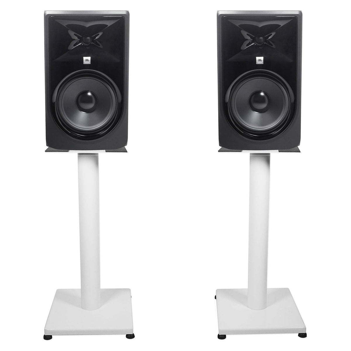 308P MkII 8" Studio Monitor Pair with 21" White Steel Stands