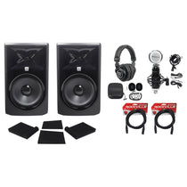 308P MkII 8" Studio Monitor Bundle with Isolation Pads, Cables, Headphones & Microphone