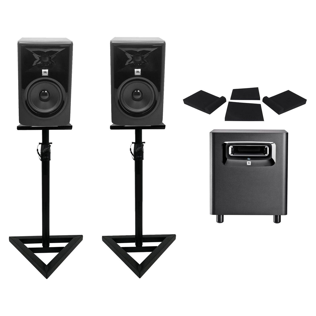 308P MkII 8" Studio Monitor Pair with Stands, Isolation Pads & Powered Subwoofer