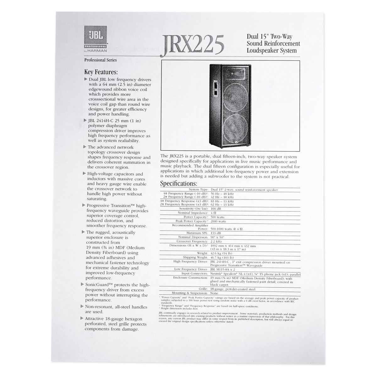 (2) JRX225 + RFAAW White DJ Facade