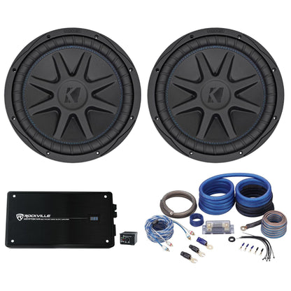 (2) 50CVX124 COMPVX 12" Car Subwoofer + Mono Amplifier + Amp Kit