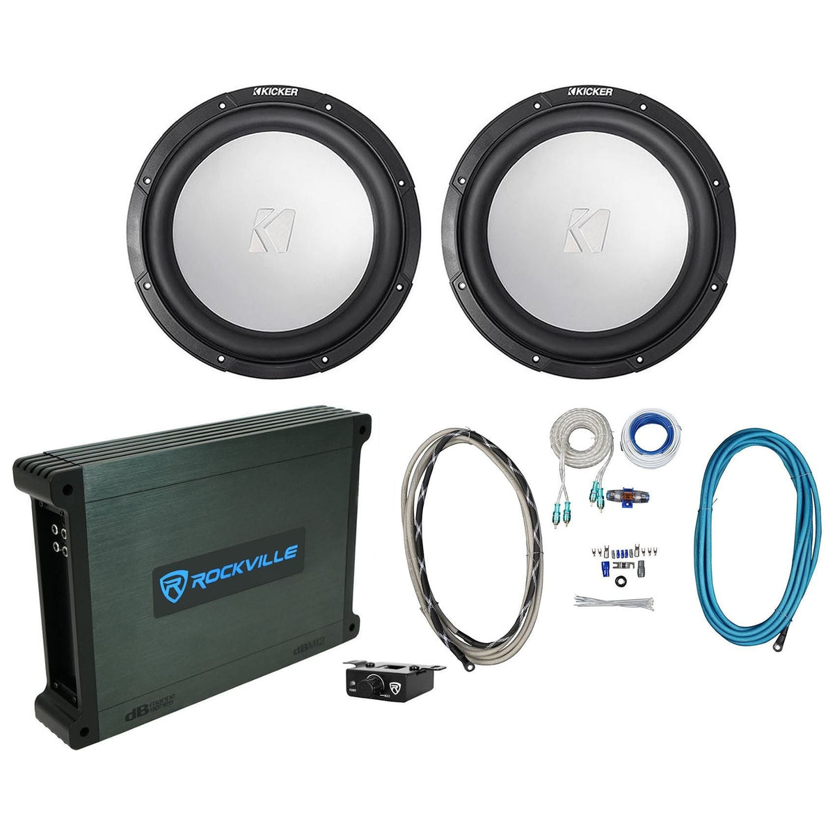 (2) 45KM104 10" 350W Marine Subwoofers + Mono Amplifier + Wire Kit
